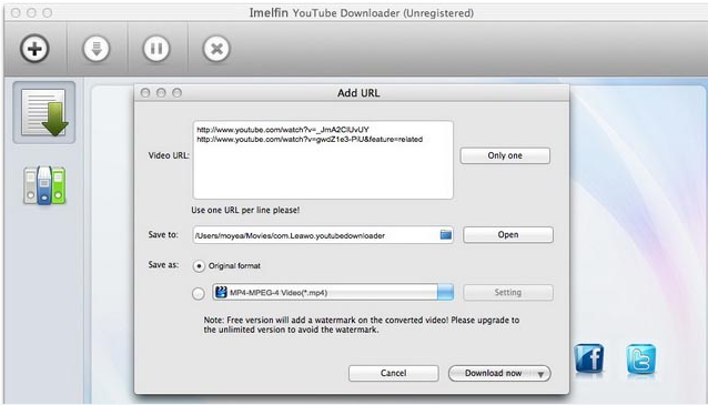 Add YouTube videos to imElfin YouTube Downloader